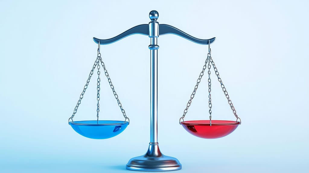 Scales with blue and red imbalance