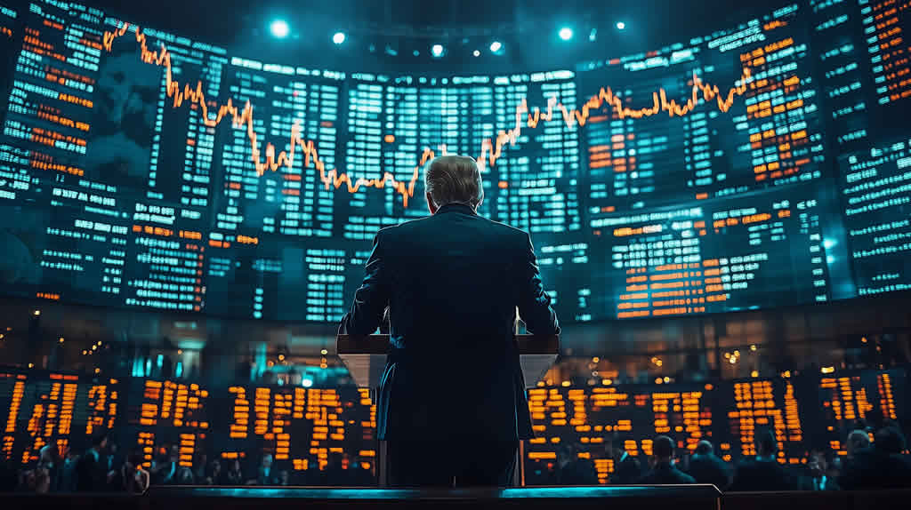 Stock market data and speaker in finance setting