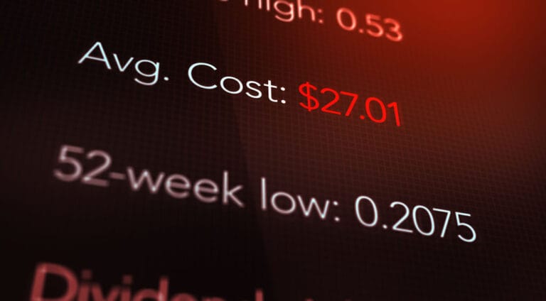 Stock market statistics on digital display.