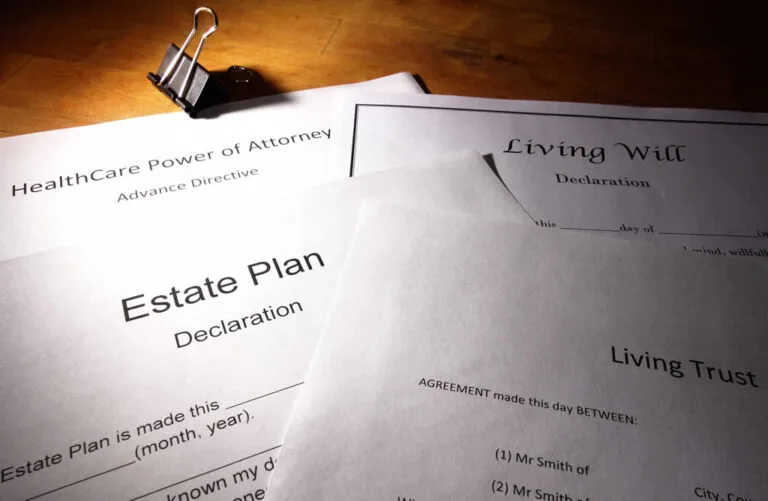 Various legal documents for estate planning.